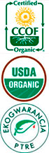 Certyfikaty CCOF Certified Organic, Usda Organic, PTRE Ekogwarancja